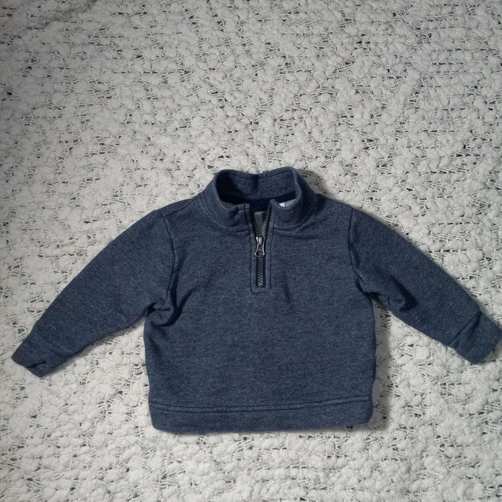 🔥Kids The Children's Place Navy Half-Zip Sweatshirt Size 9-12 M